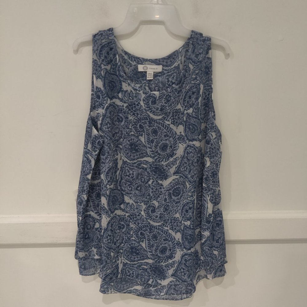 NWT Christina B Womens Sleeveless Double Layered Blouse Blue Size S $40 3HL99